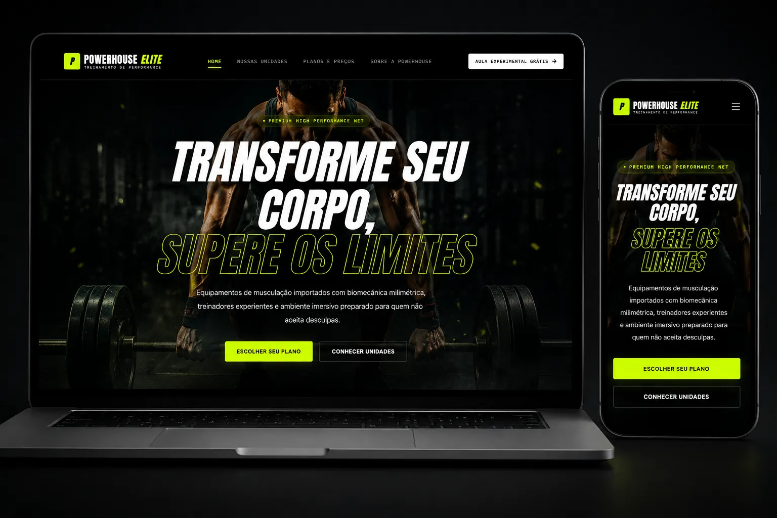 Captura do site Powerhouse Elite